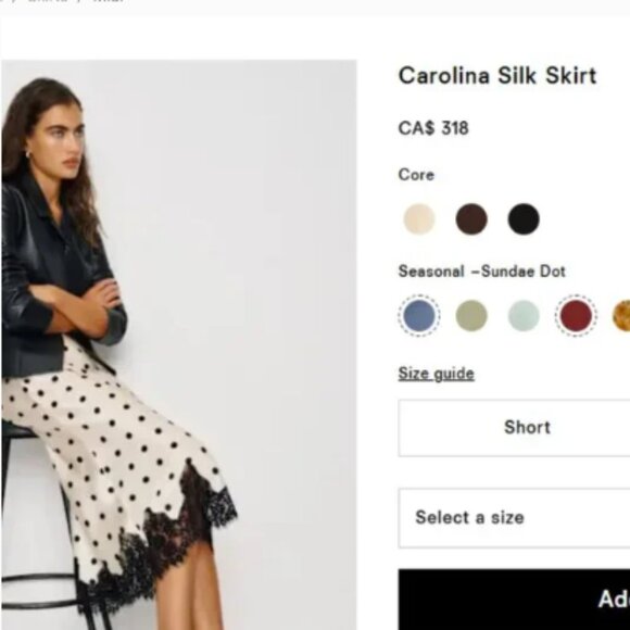 NEW CAROLINA Black and White Polka Dot slip skirt M-L - Picture 3 of 6